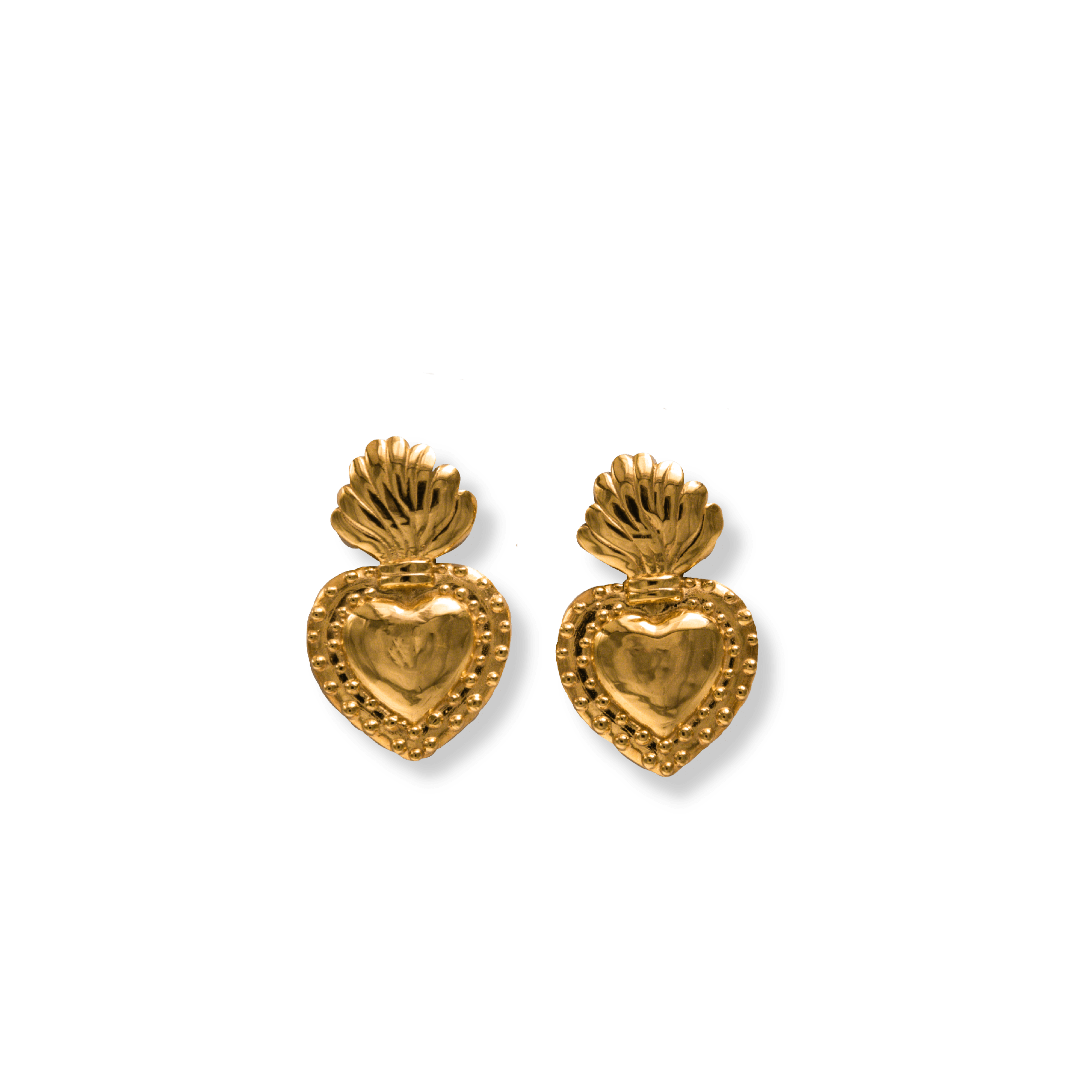 Daniela Janette Women's Gold Sacred Heart Stud Earrings In Gray