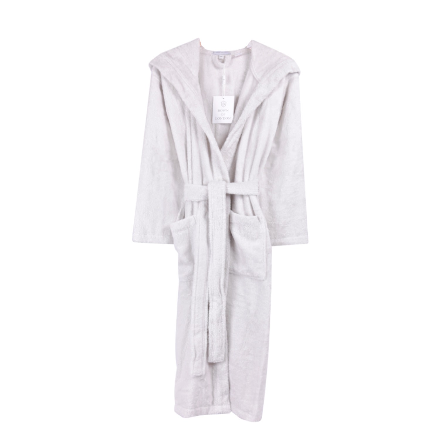 Bown Of London Men's Hooded Nua Cotton Dressing Gown - Pale Grey In Gray