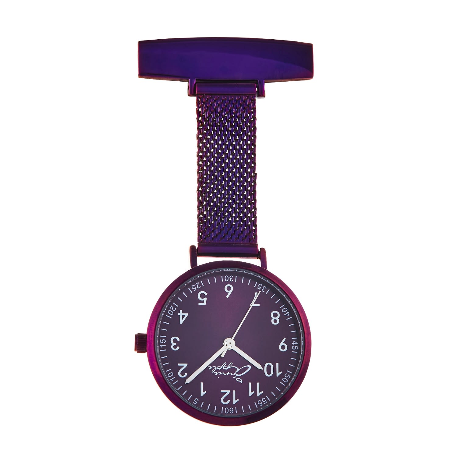 Bermuda Watch Company Women's Annie Apple Meraki Silver & Purple Mesh Nurse Fob Watch In Multi