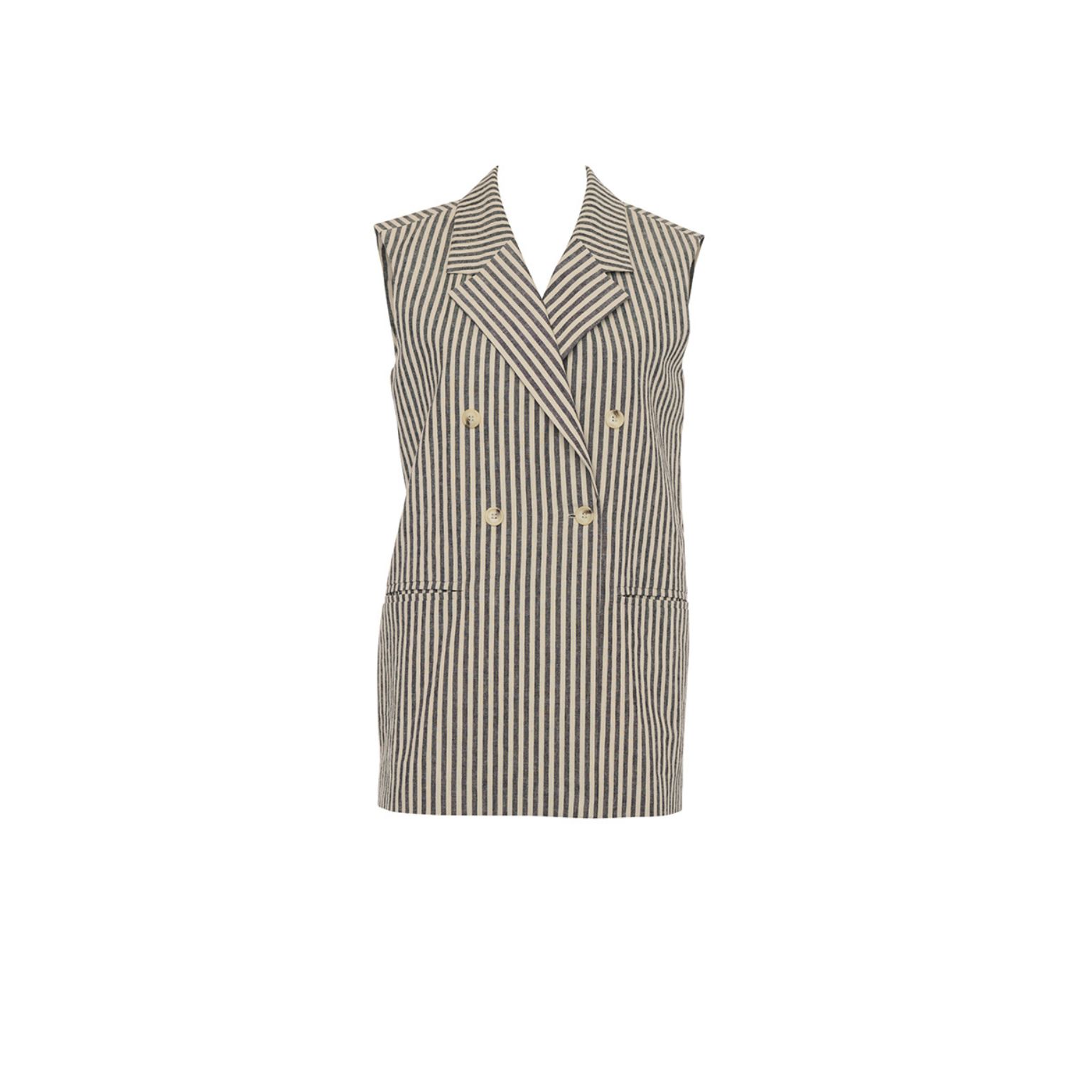 Plié Women's Neutrals Long Striped Vest – Drape In Gray