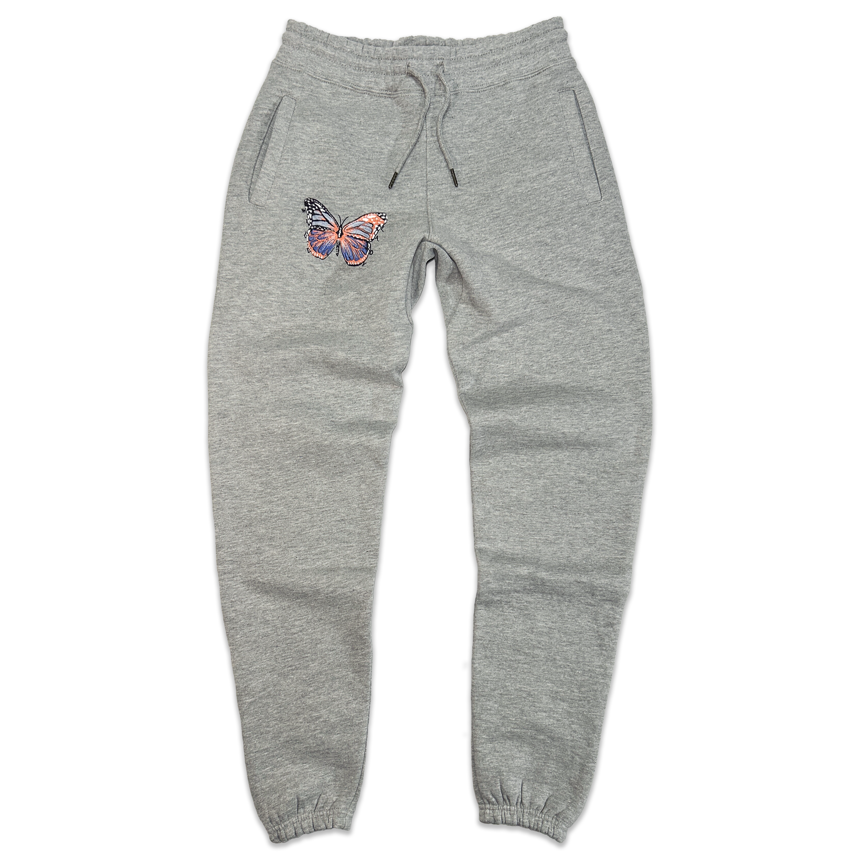 Wild Lady Lils Grey Wild Lady Embroidered Butterfly Sweatpant In Heather Gray In Grey