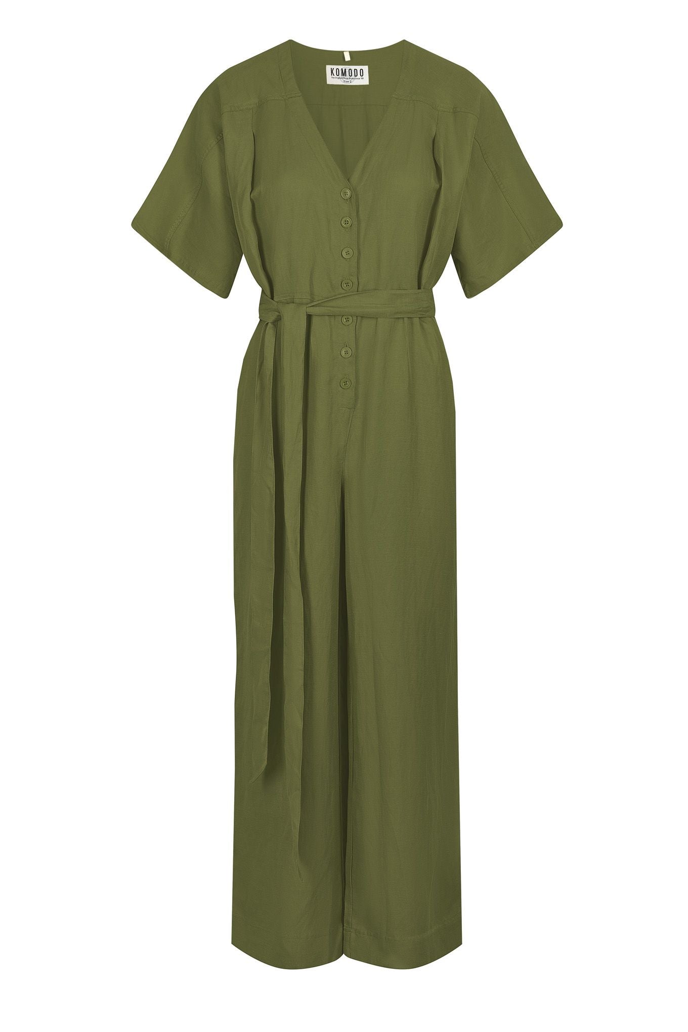 Komodo Women's Astir - Tencel Linen Jumpsuit Khaki Green