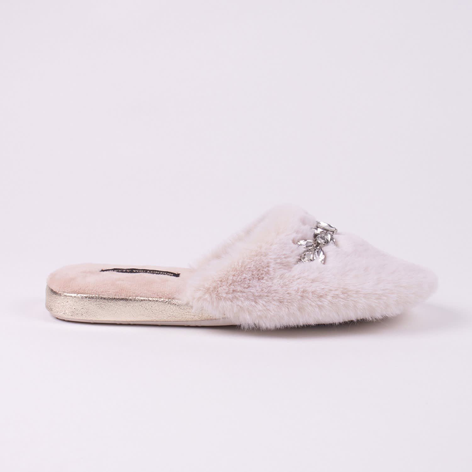 Dido Elegant Diamante Mule Slippers In Cream, Pretty You