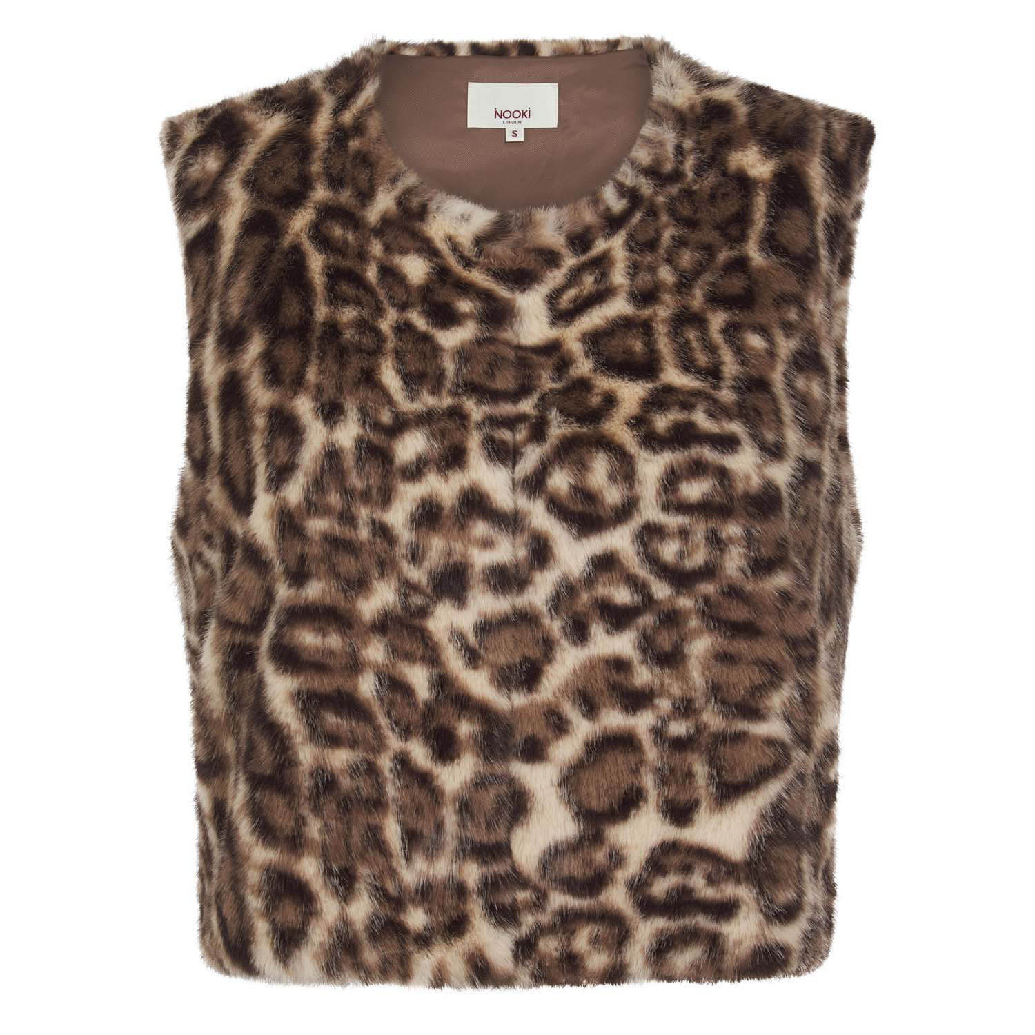 Edelweiss Faux Fur Gilet - Chocolate Leopard | NOOKI DESIGN