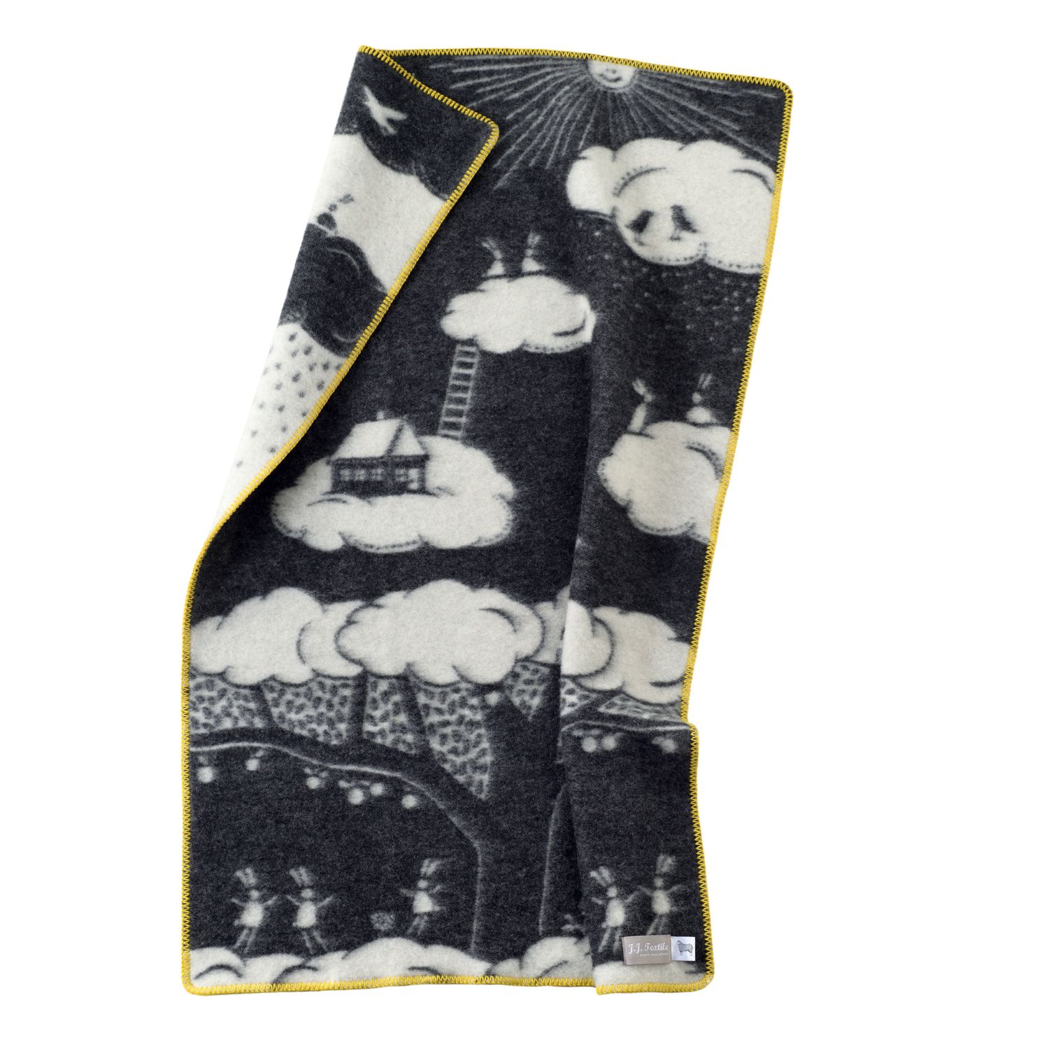 Black / White / Yellow Ellis Small Wool Blanket J. j.textile