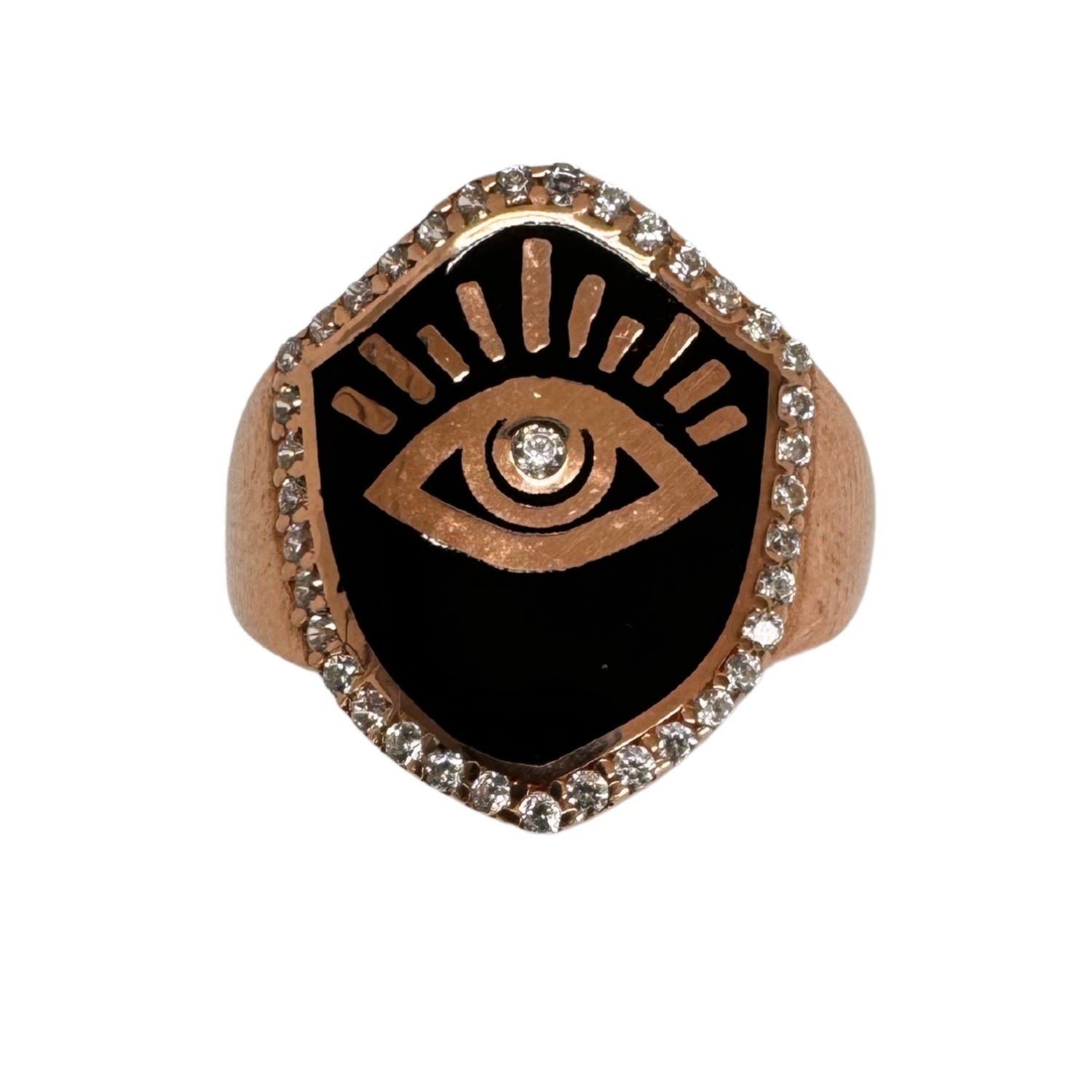 Black And Wild Women's Rose Gold Lucky Eye Black Ring In Gold