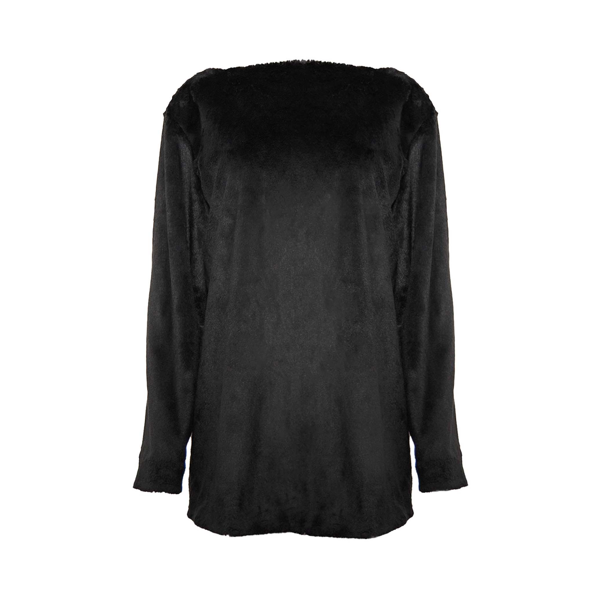 Adiba Women's Black  Vegan Fur Oversized Mini Dress