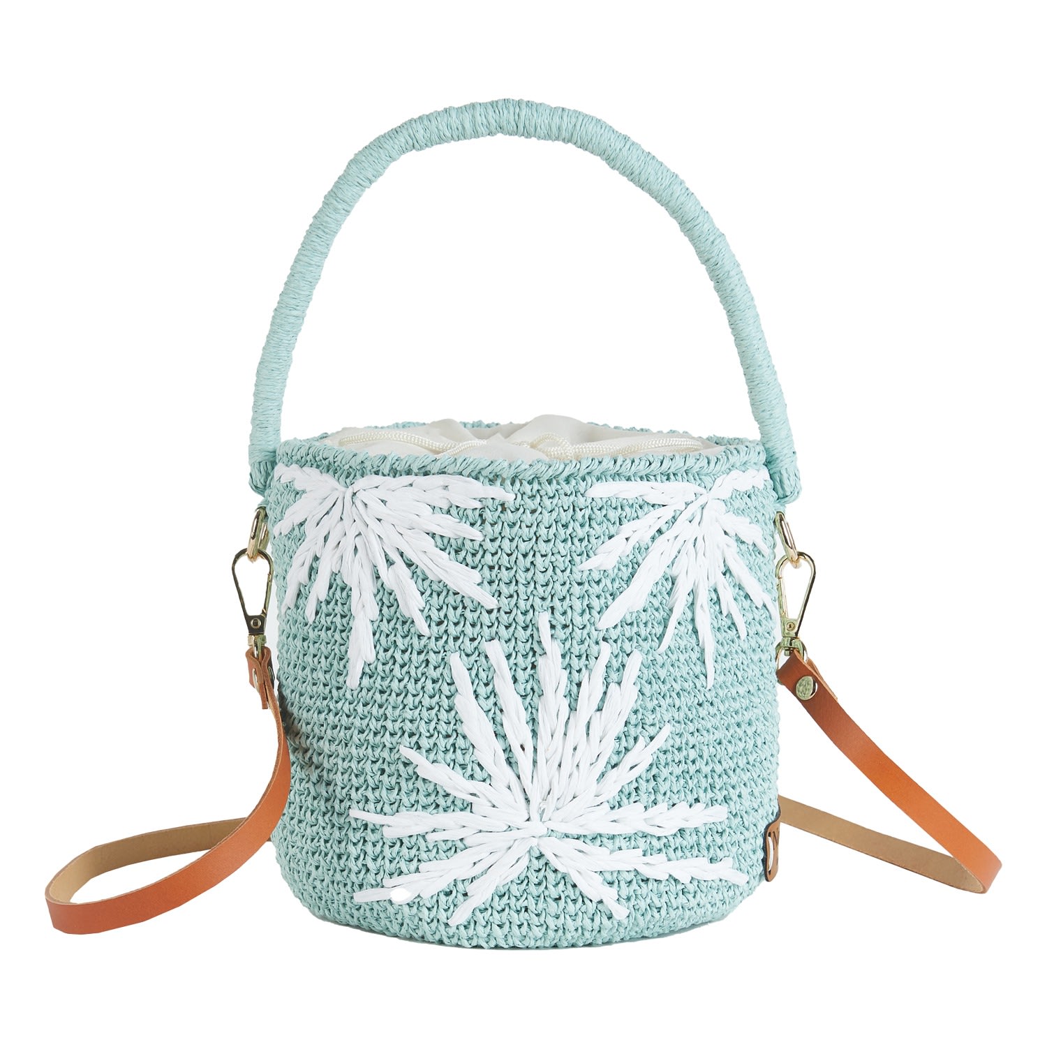 Women’s Blue Alex Mint Bucket Raffia Handbag Noémies