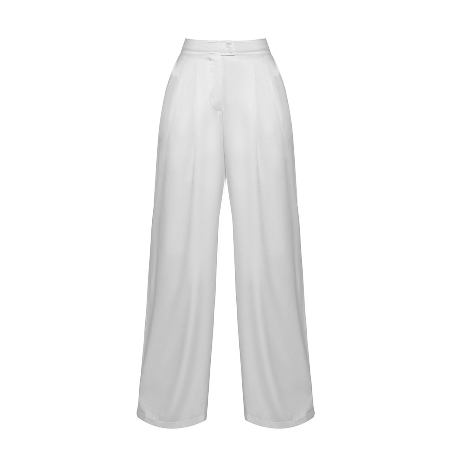 Women’s Silk Pants In White Medium Incantevole Milano