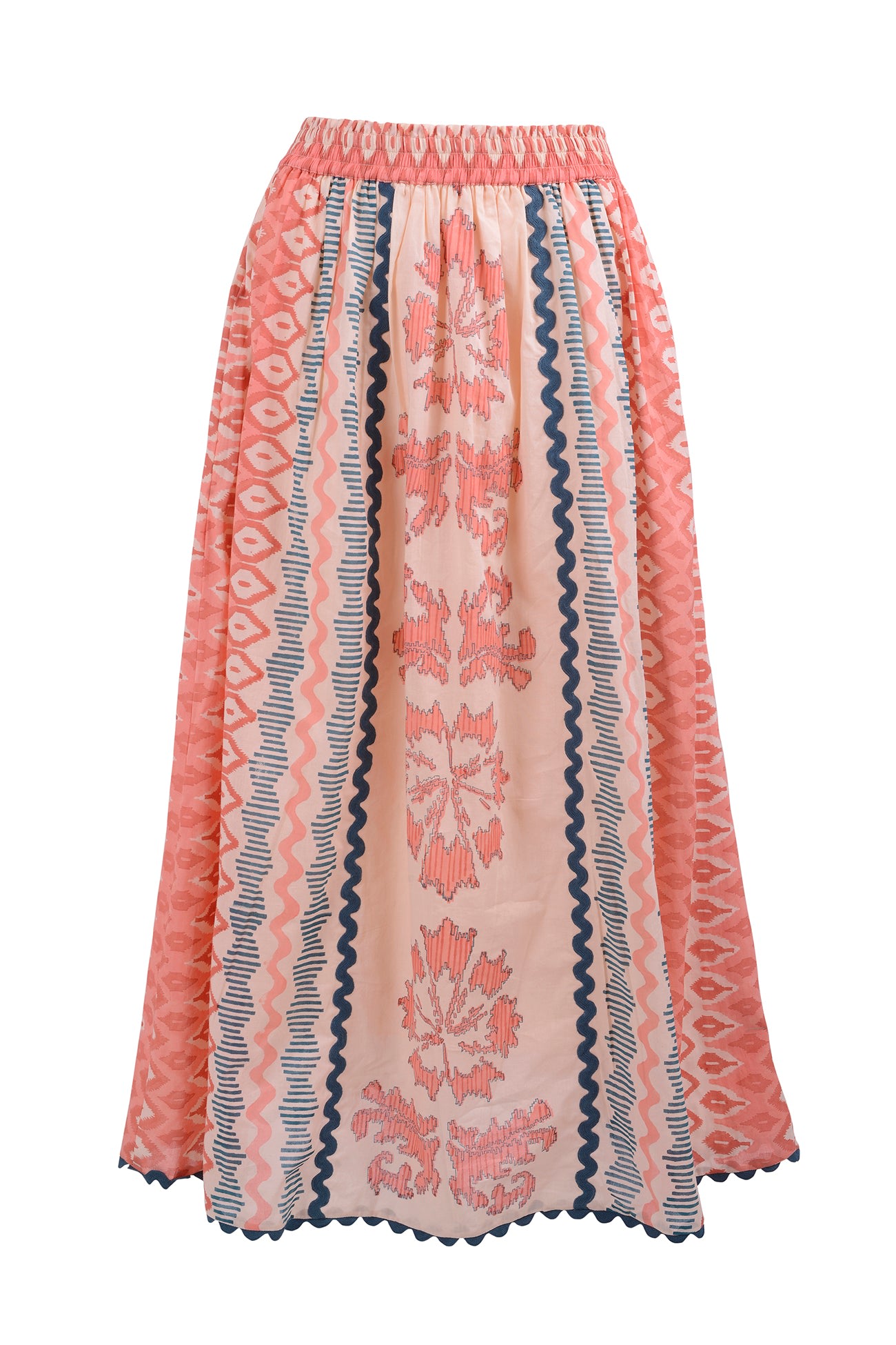 Ash & Eden Women's Pink / Purple / Yellow Maira Maxi Skirt - Elasticated Waist Maxi Skirt In Pink/purple/yellow