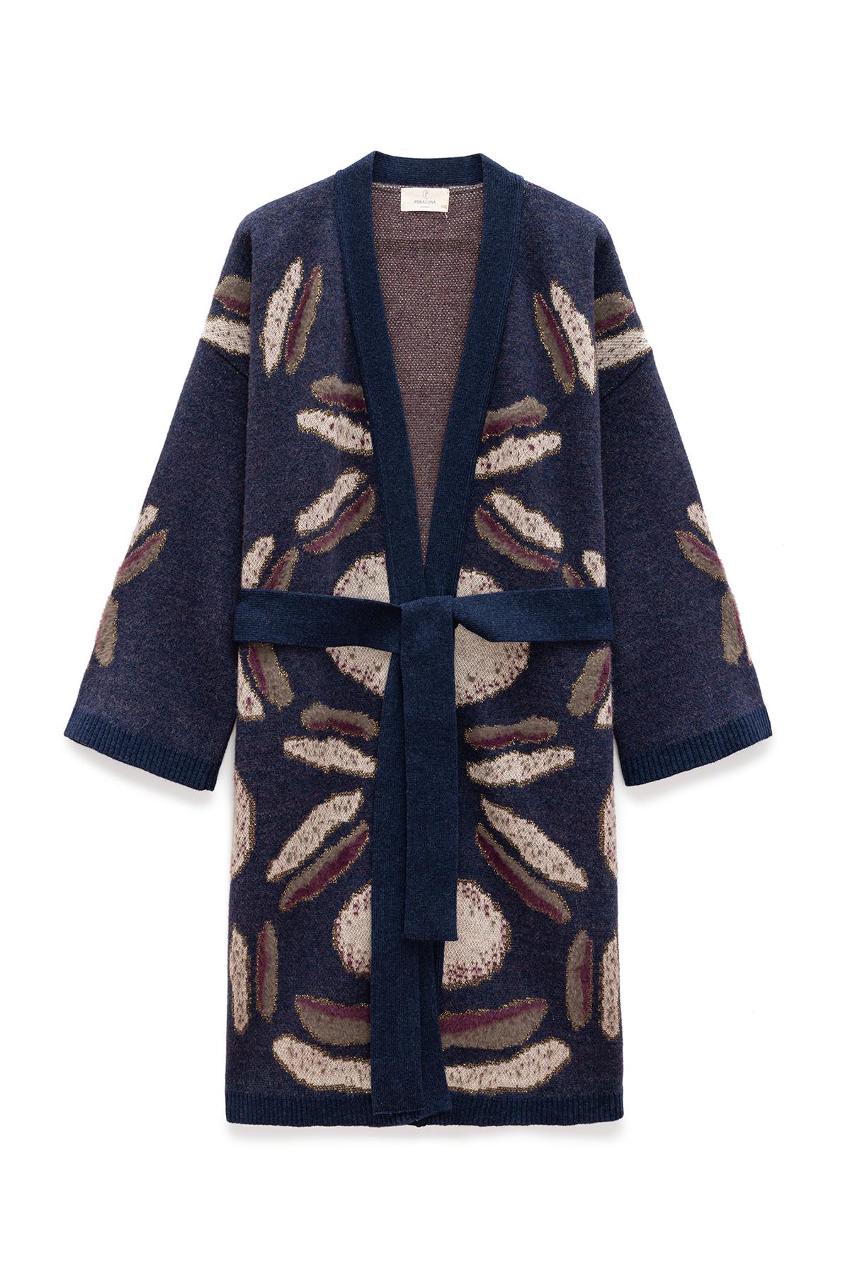 Peraluna Women's Blue Makoya Knit Kimono In Glittery Indigo Multicolor In Blue