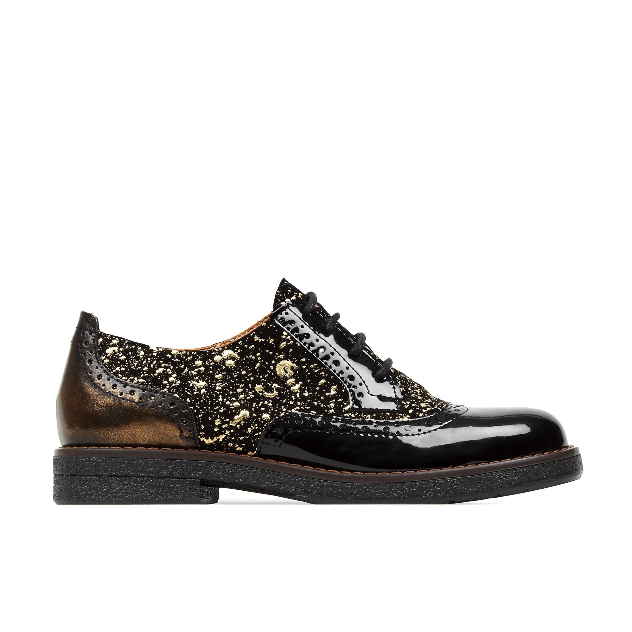 Gold / Black The Artist - Black & Gold - Womens Oxford Shoes 8 Uk Embassy London Usa