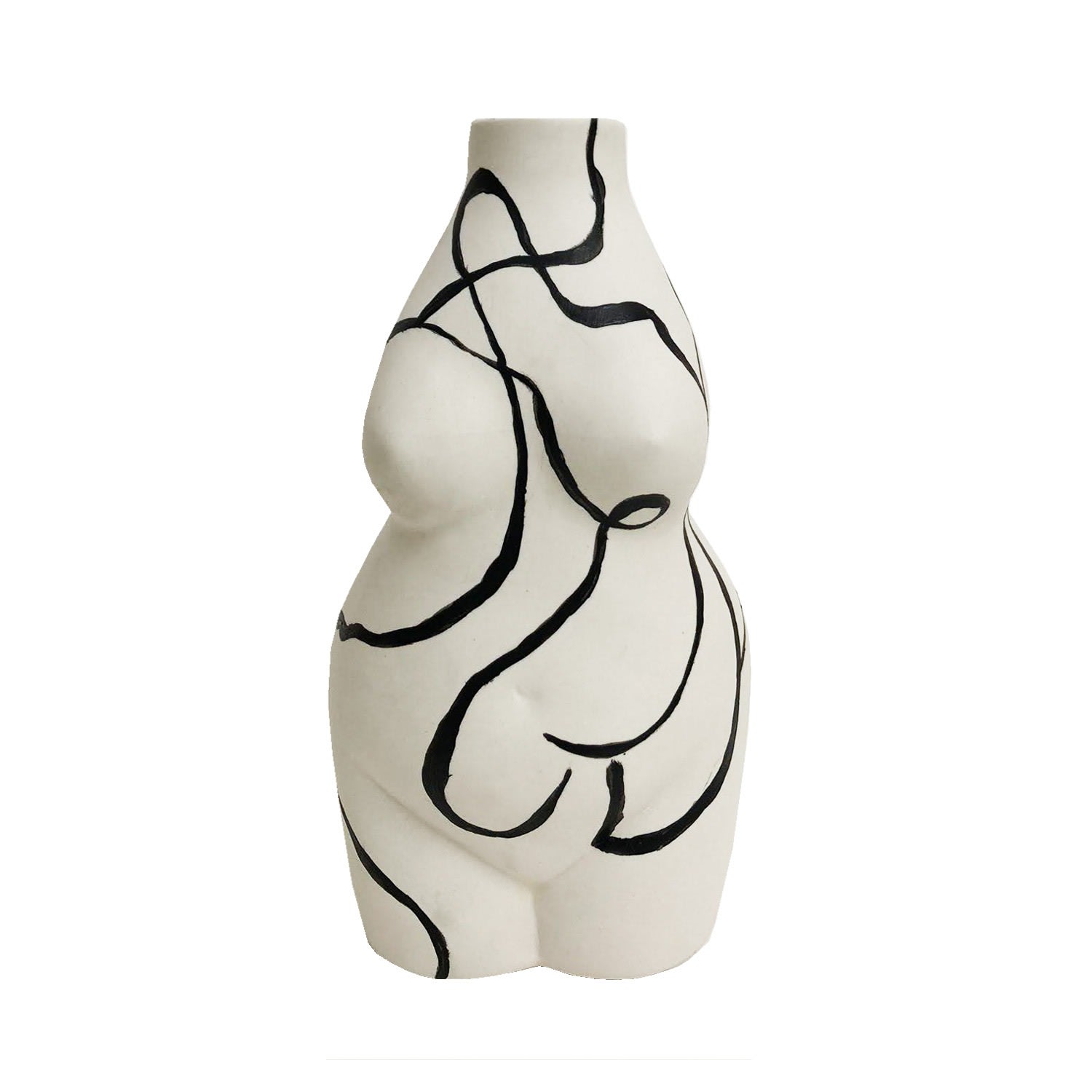 White / Black Black And White Abstract Queen Female Body Vase Quillattire