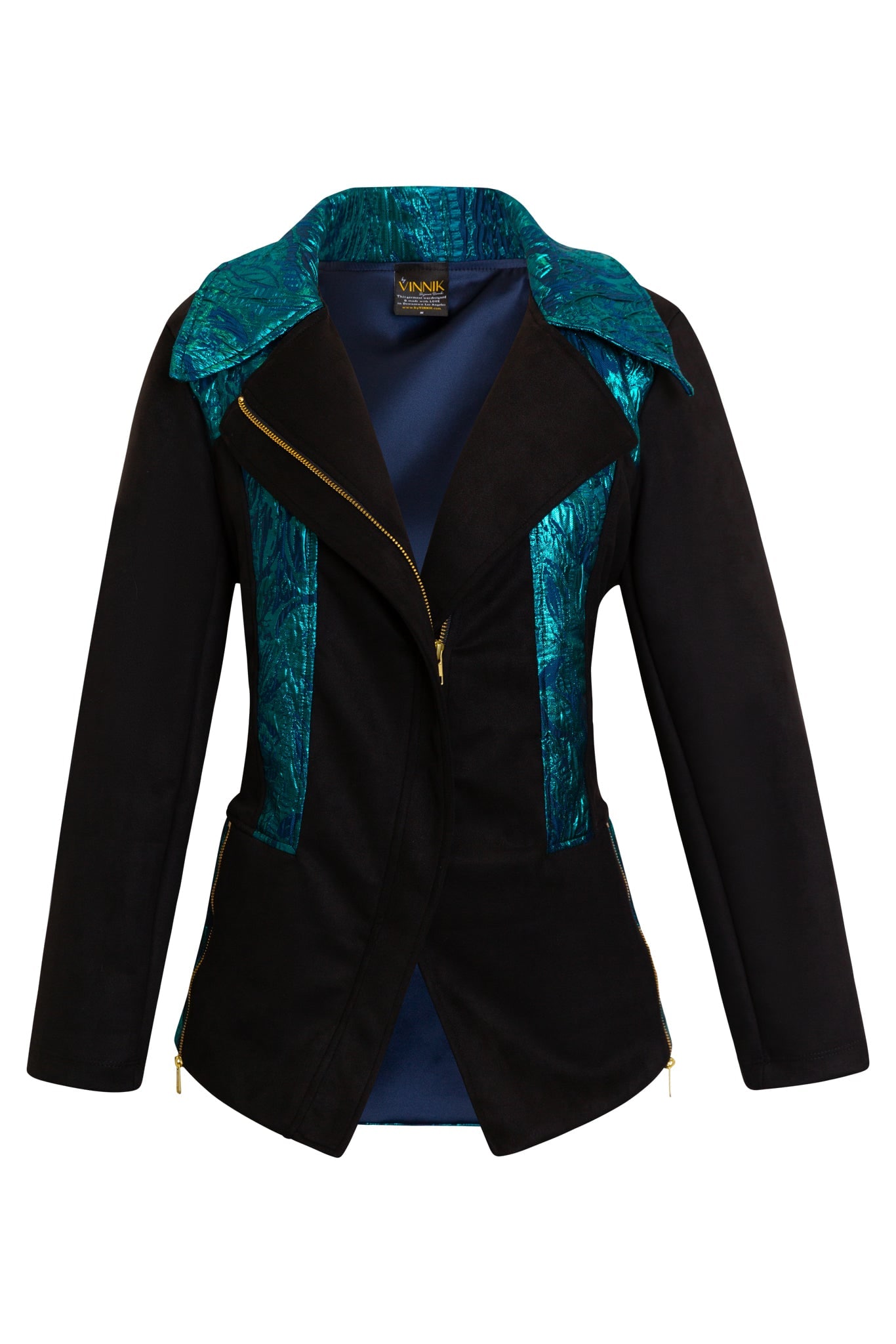 Byvinnik Women's Black / Blue Moto Jacket In Rusalka