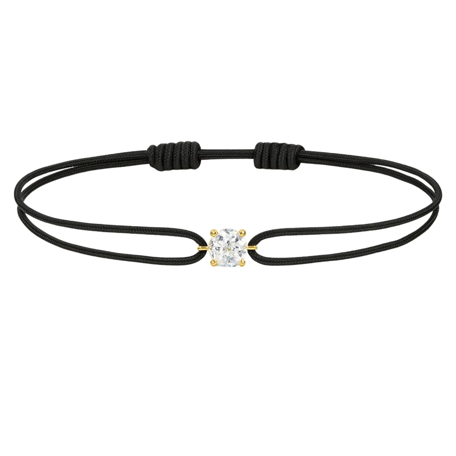 Dyamka Women's Gold / Black Diamond Black Cord Bracelet Yellow Gold In Black