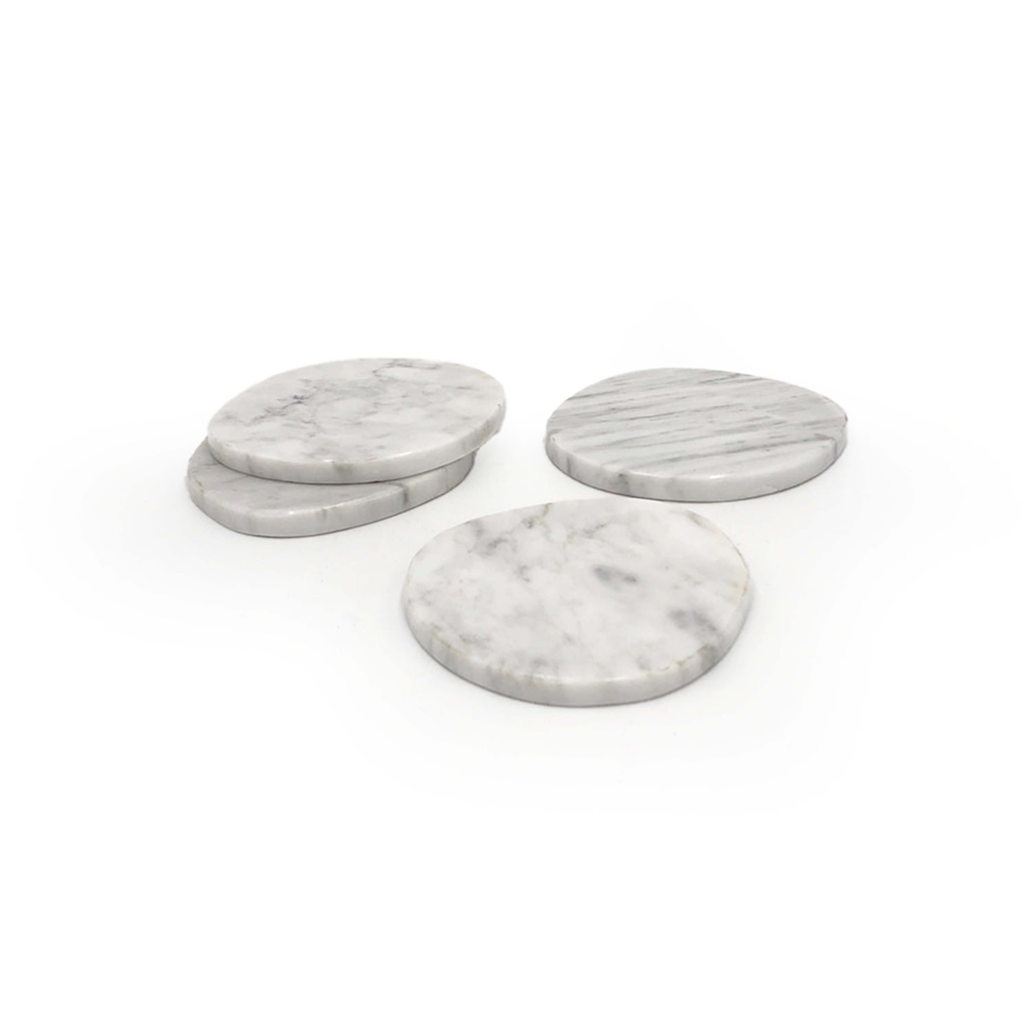 And Jacob Pebbles Coasters Set - White Marble In White