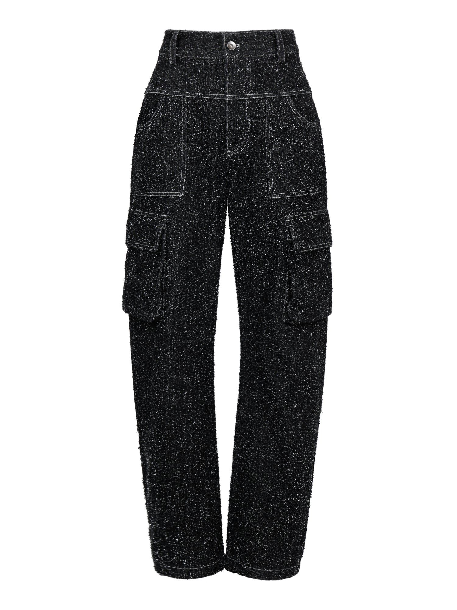 Yibri Women's Blue Enzyme-washed Denim Cargo Trousers