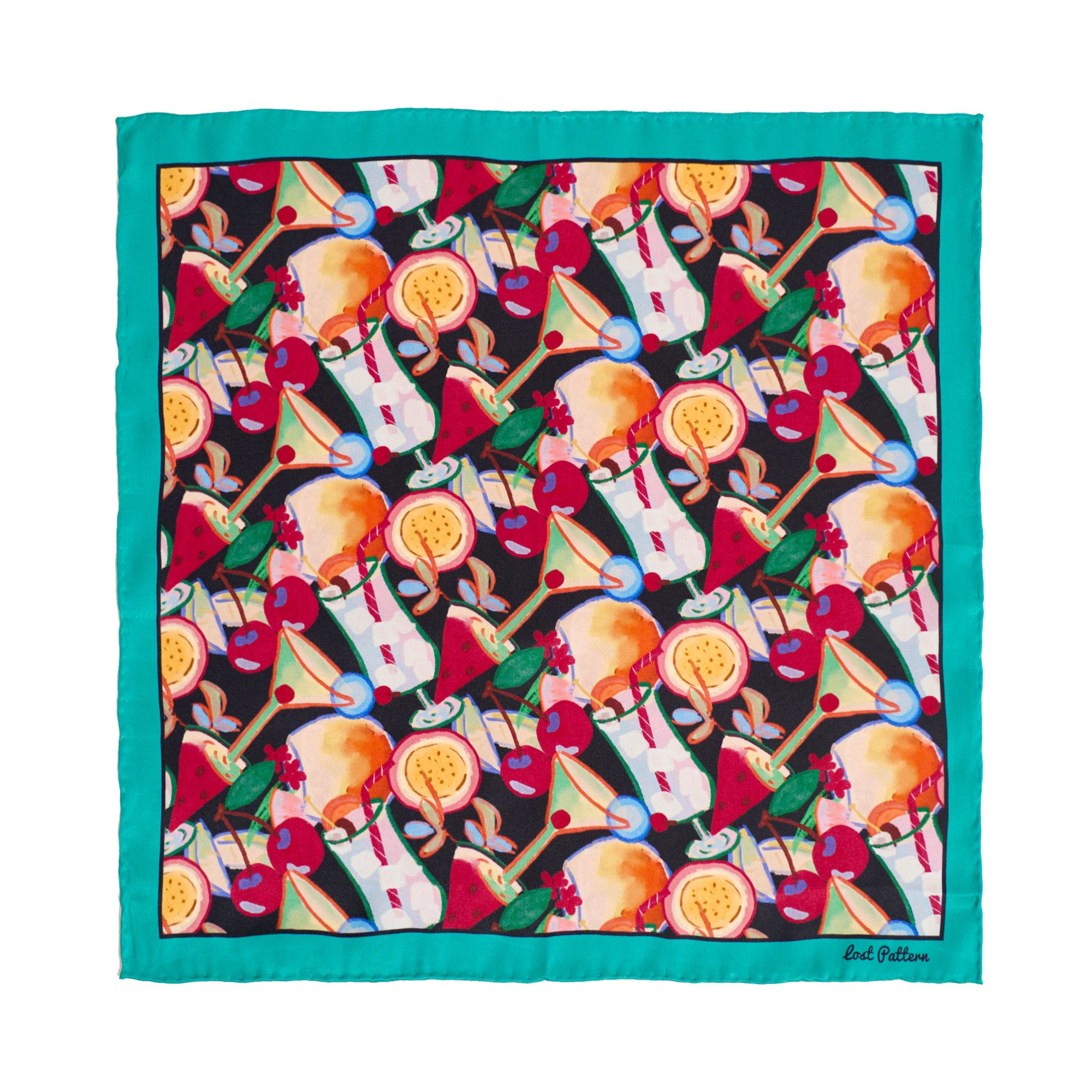 Lost Pattern Nyc Men's Party Time Silk Pocket Square In Purple