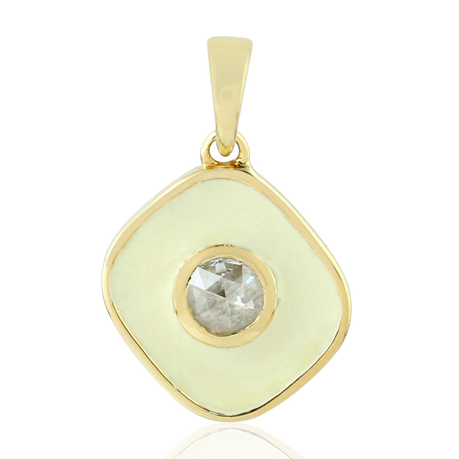 Women’s Gold / White Diamond Charm Pendant 14K Yellow Gold Enamel Artisan