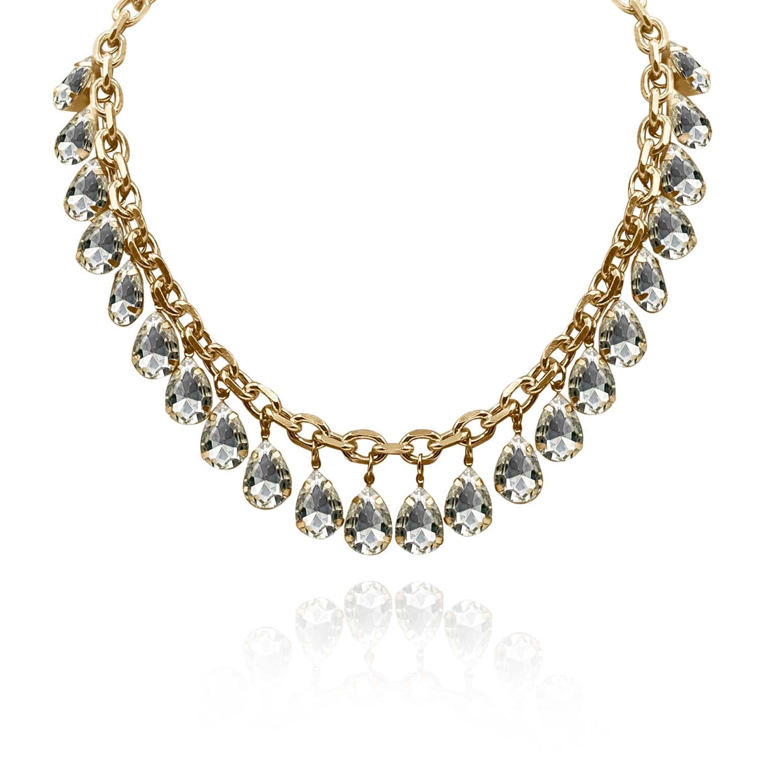 Michael Nash Jewelry Women's Neutrals / Gold Crystal Pear Shape Gold Drop Necklace