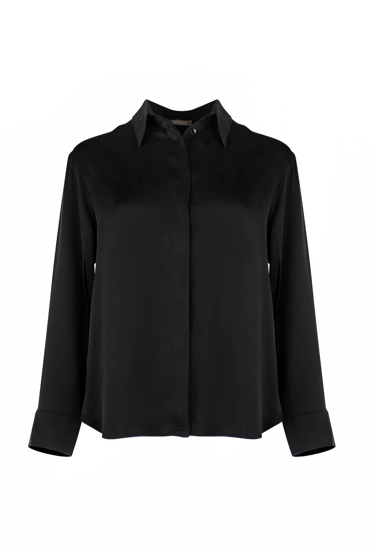 Nokaya Women's Silk Dreamscape Pyjama Shirt Black In Black