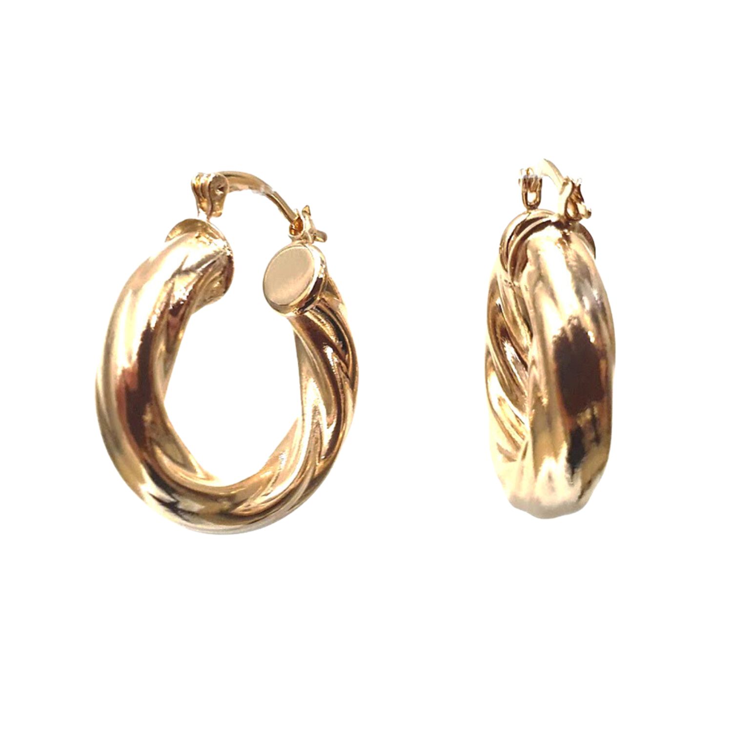 Harfi Women's Gold Plated Textured Brush Hoop Earrings In Gold