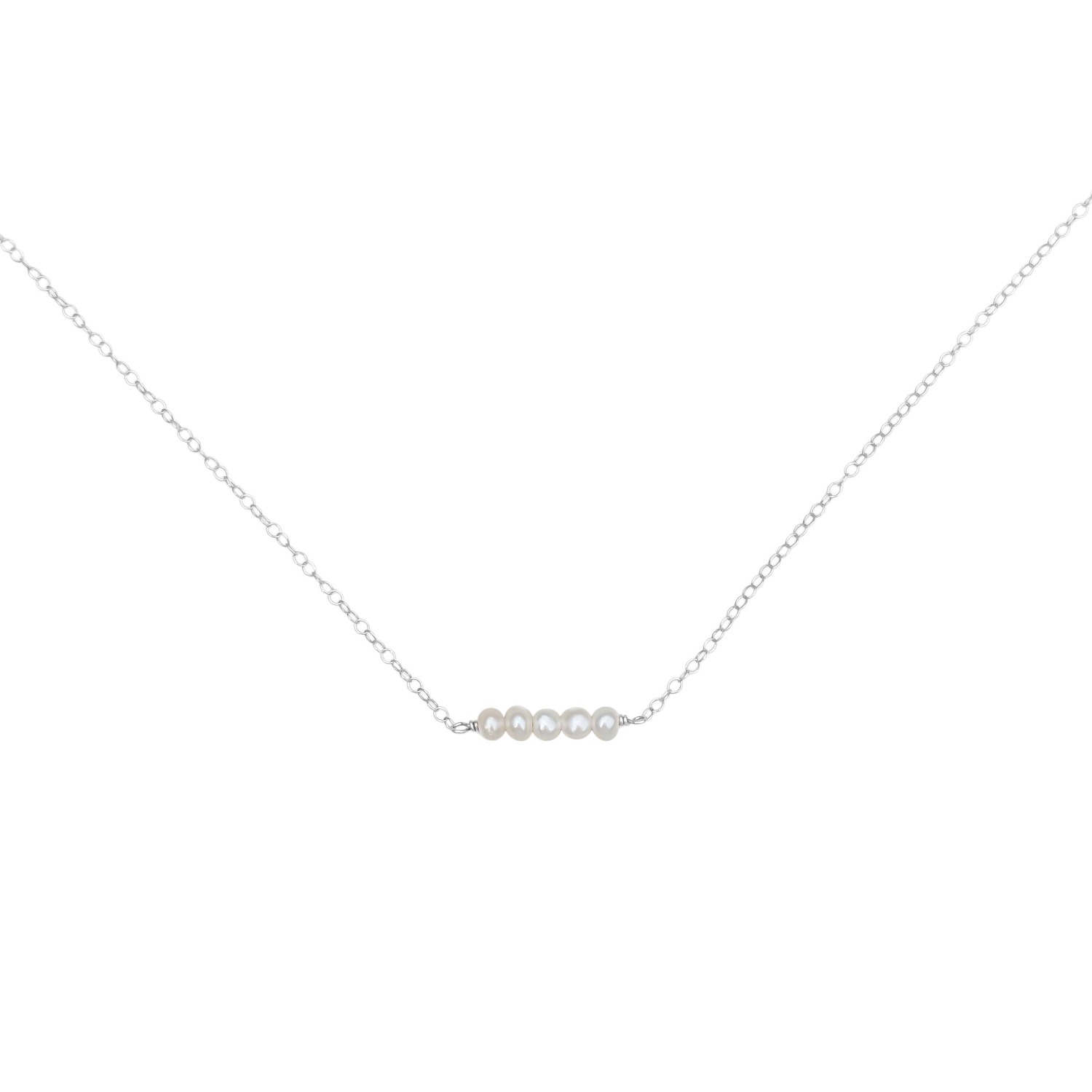 Women’s Eliana Tiny Pearl Bar Sterling Silver Necklace Kiri & Belle