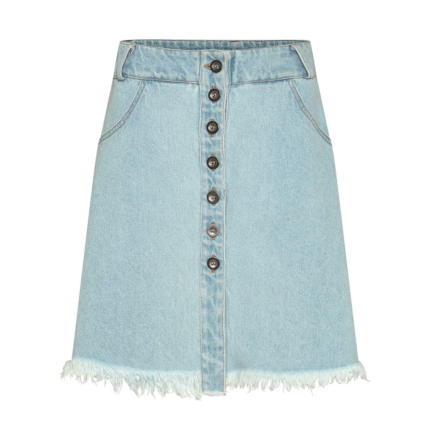 bleached denim skirt