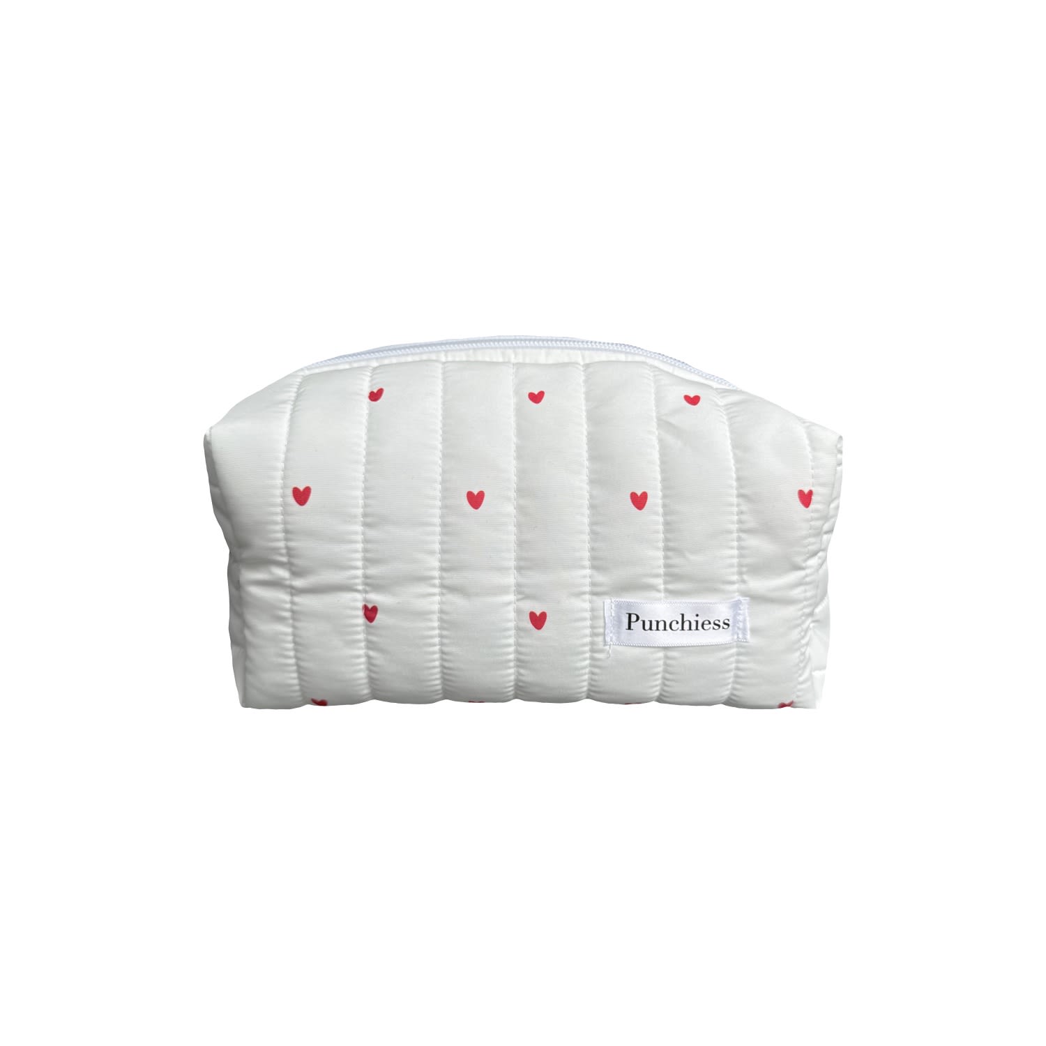 Punchiess White Red Hearts Makeup Bag In White