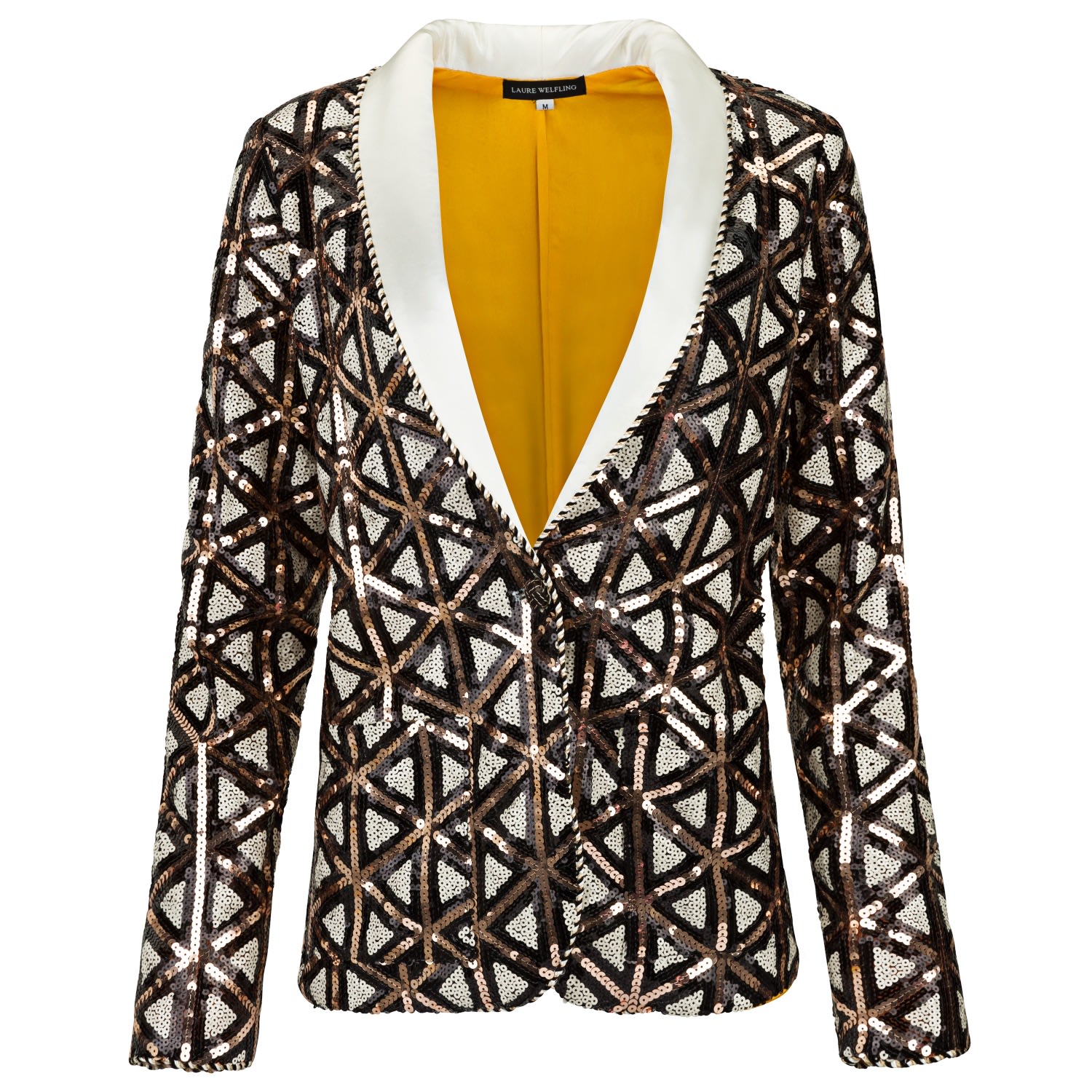 Women's Gold Triangle Sequin Blazer | Extra Small | Boutique Kaotique