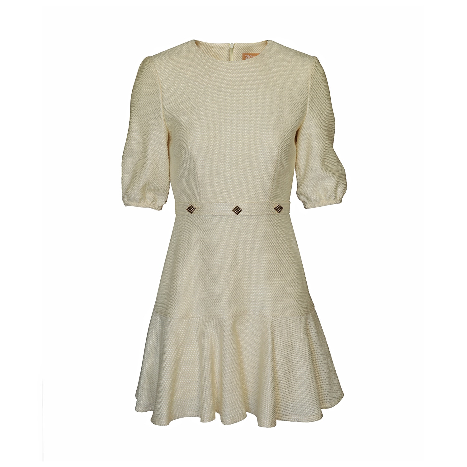 Women’s Amanda Tweed Mini Dress With Golden Buttons - Neutrals Large 2Kstyle