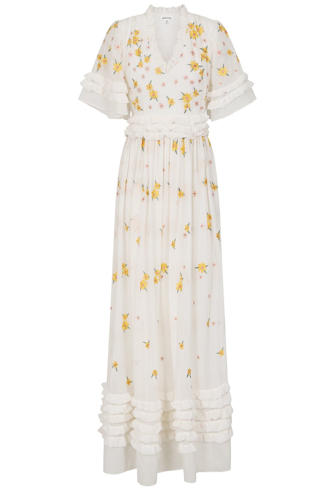 Women’s Mavis Floral Embroidered Maxi Dress - White Large Frock and Frill
