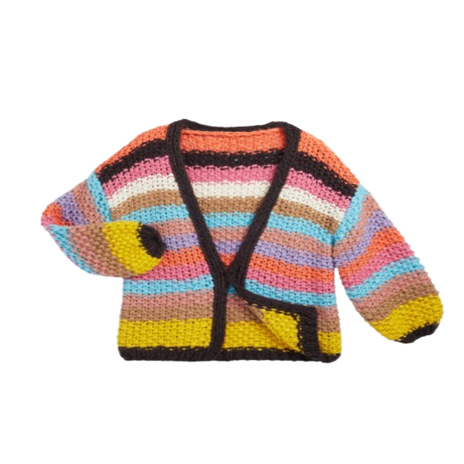 Saachi Women's Rainbow Knitted Brown Cardigan In Multi