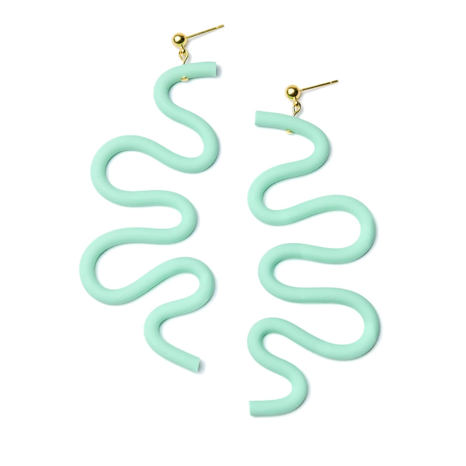 By Chavelli Women's Small Tube Squiggles Dangly Earrings In Mint Green