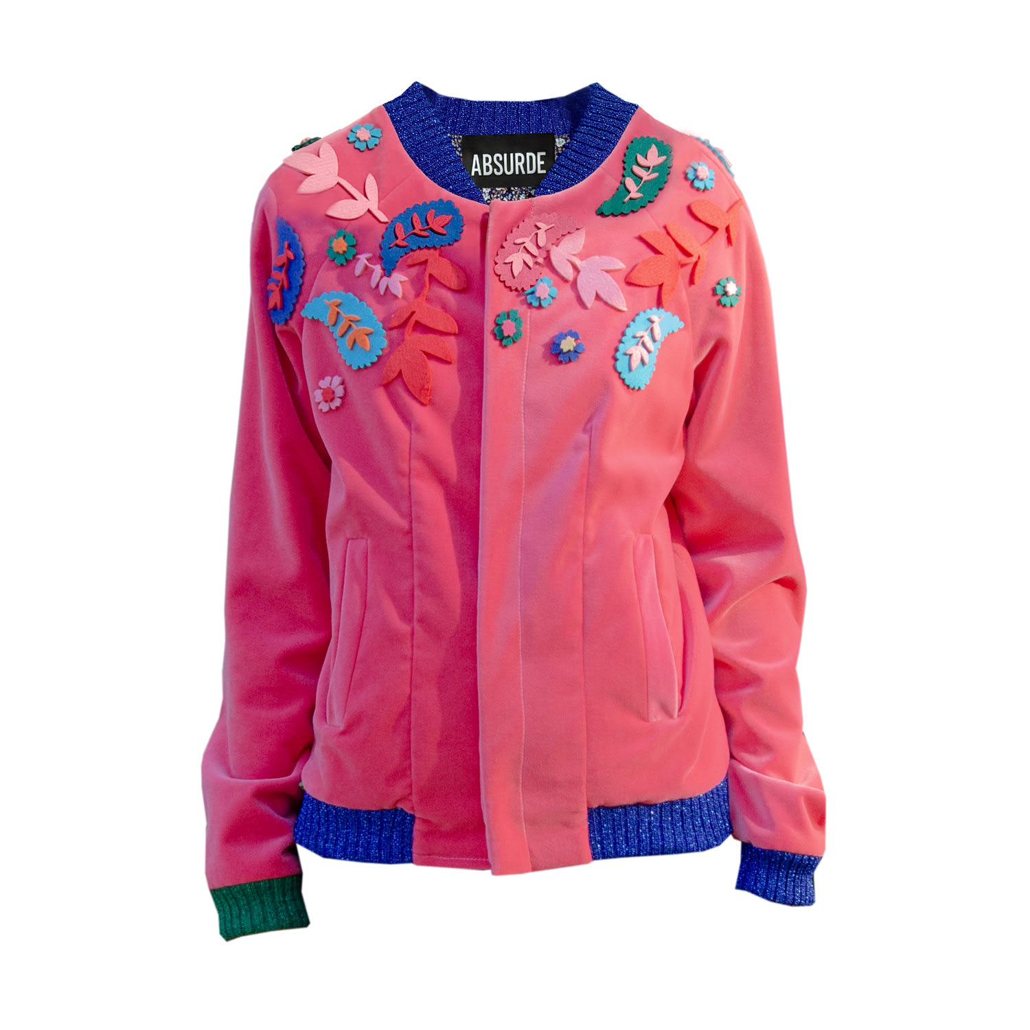 Absurde Women's Pink / Purple Zemrude Velvet Pink Bomber Jacket In Pink/purple