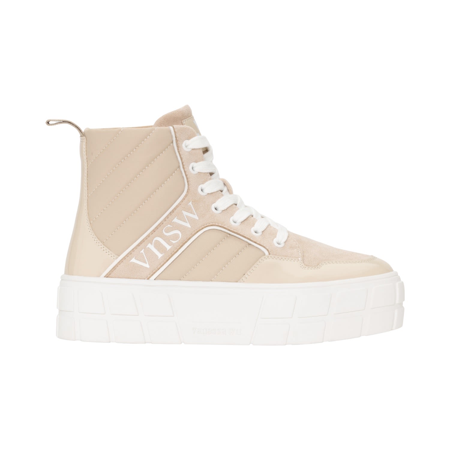 At Last... Women's Neutrals Vanessa Wu Beige Madeline Platform High Top Trainer In Beige