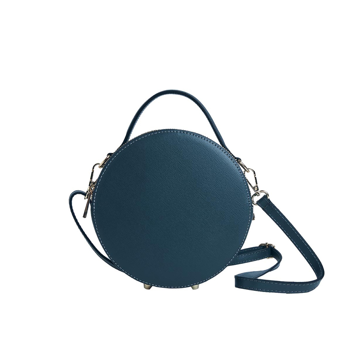 B & Floss Rome Round Circle Crossbody Bag In Navy Blue With