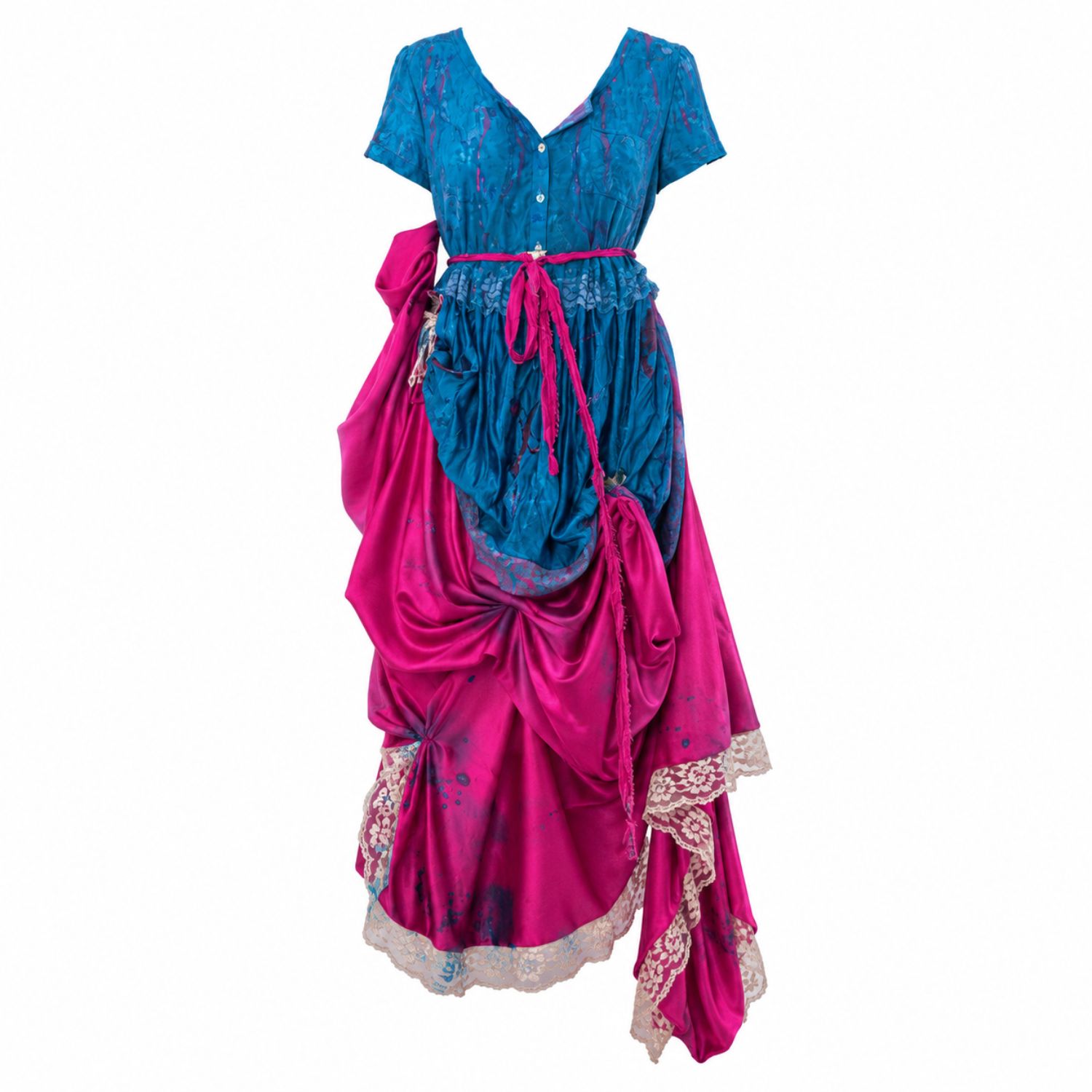 Women's Blue / Pink Draped Maxi Dress | M/L | Miro Misljen