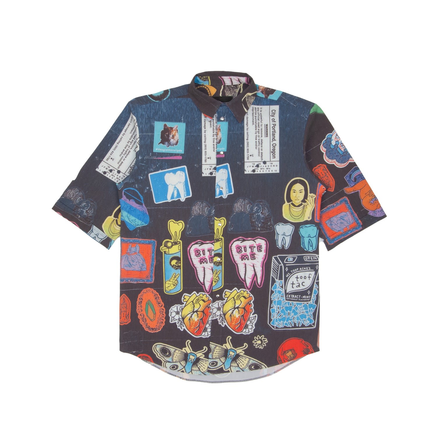 Mysimplicated Men's Black Short Sleeve Shirt Stickers Design - Recycled Fabric In Black
