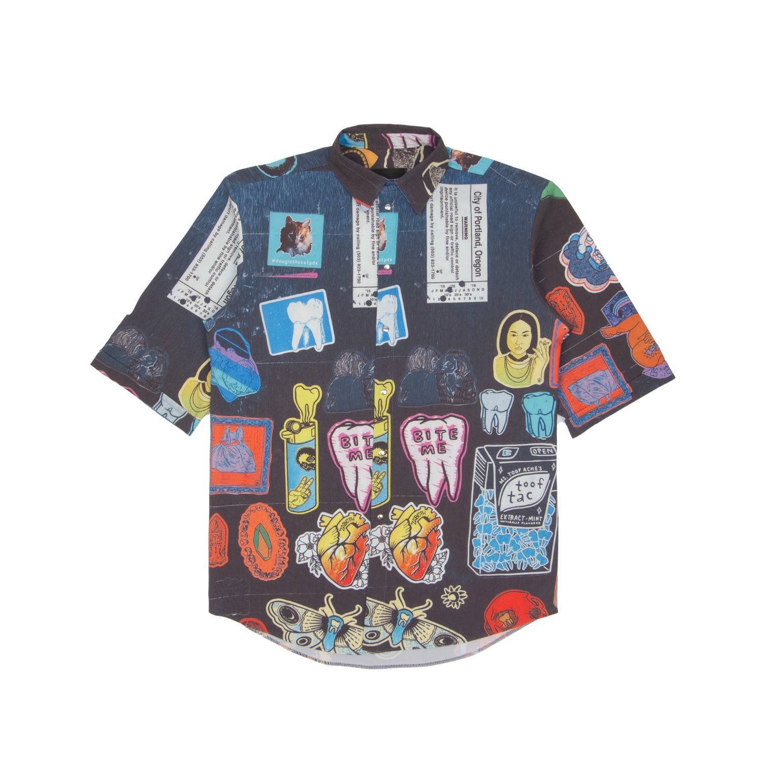 Men’s Short Sleeve Shirt In Black With Stickers Design - Recycled Material Small Mysimplicated