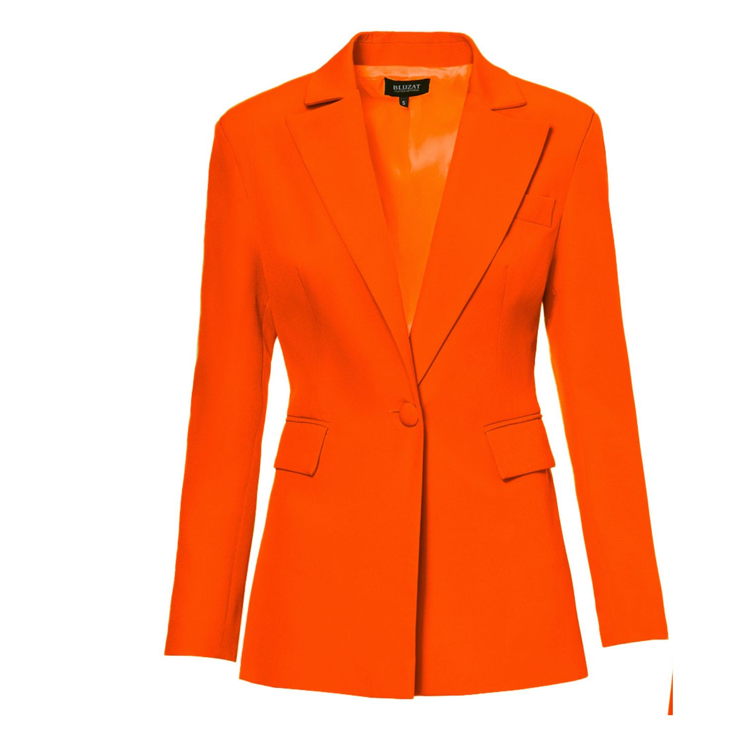 Bluzat Women's Yellow / Orange Neon Orange Slim Fit Blazer In Yellow/orange