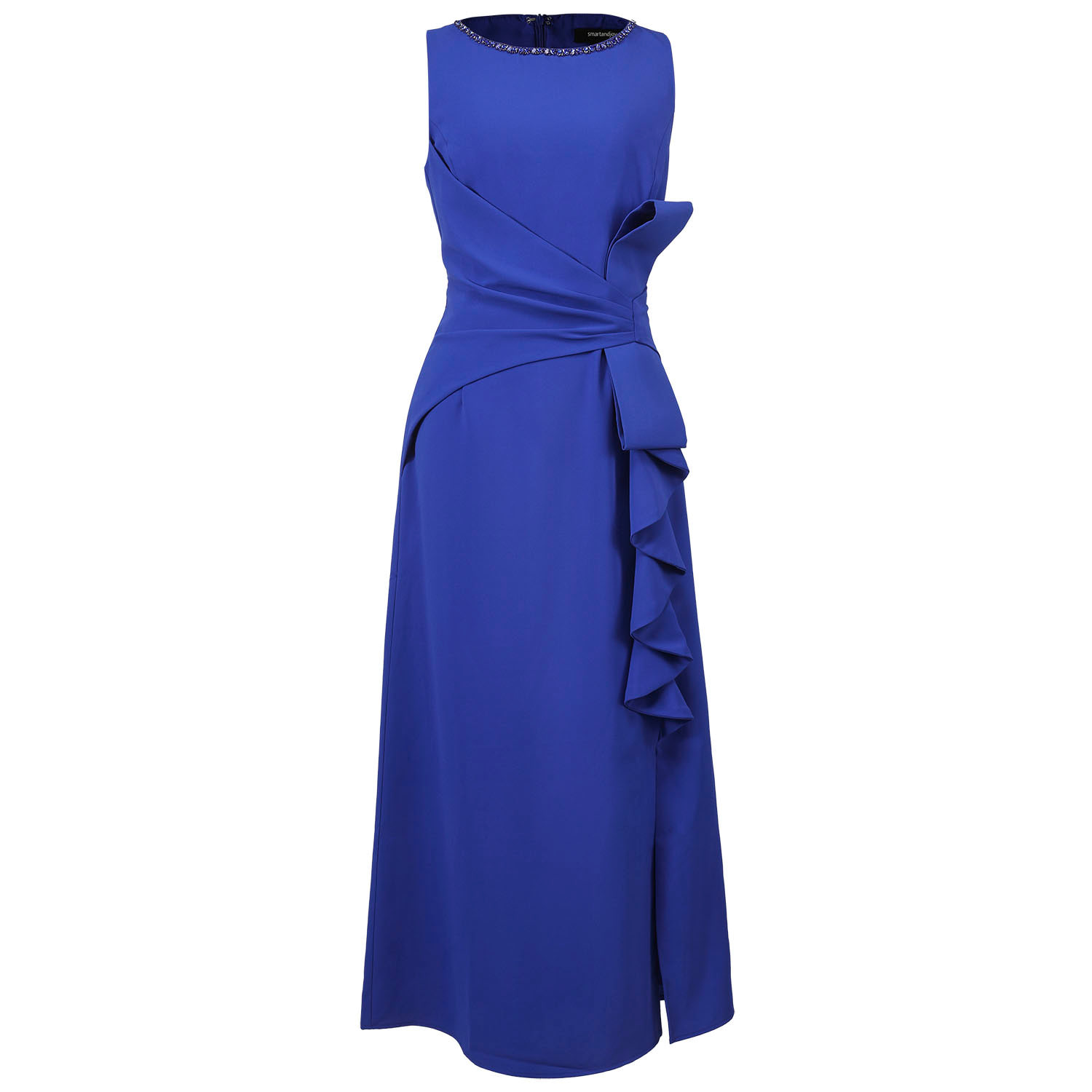 Smart And Joy Women's Blue Asymmetric Ruffle Panel Dress In Blue