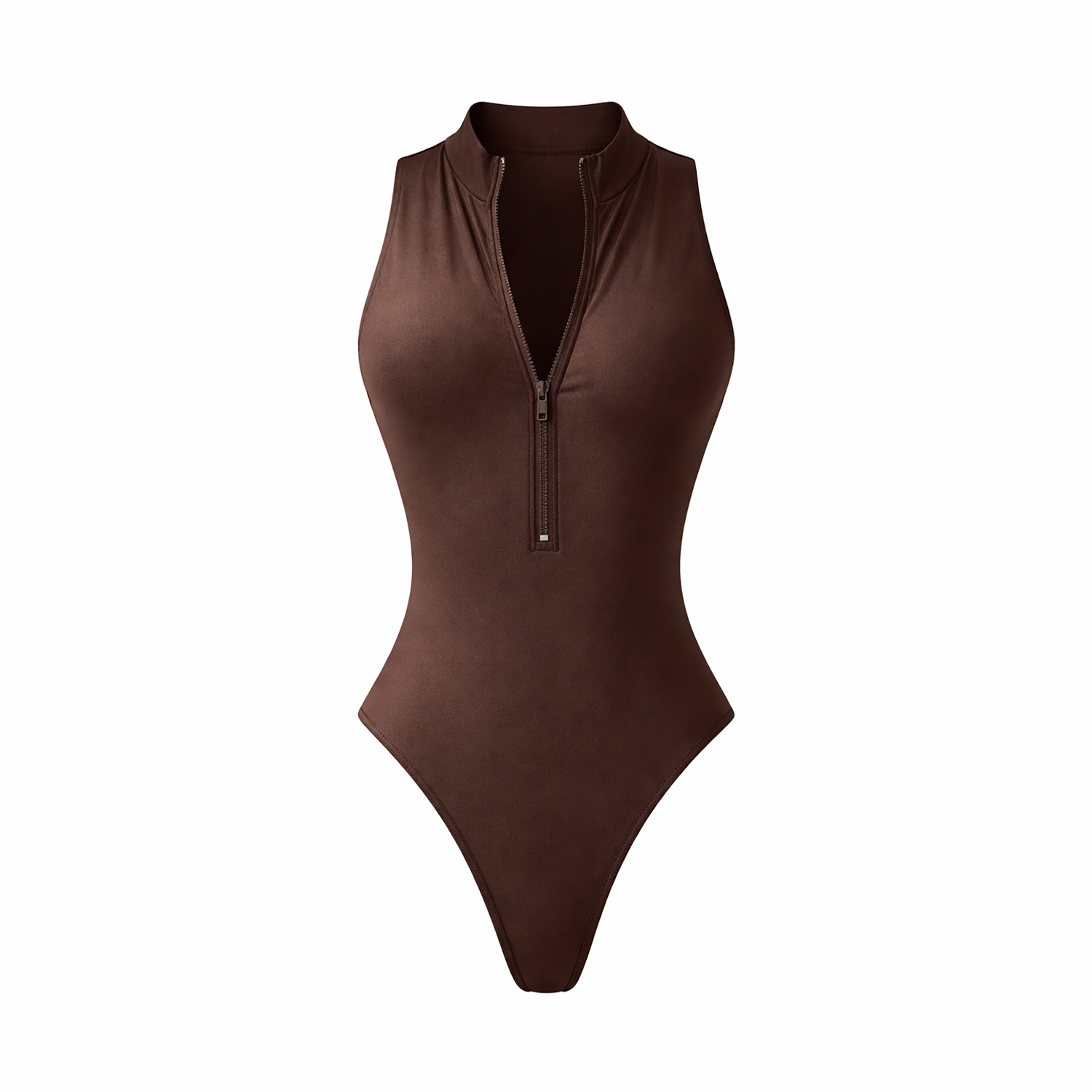 The Trail Ride Zip Mock Neck One-Piece | Belletage Swimwear | Wolf