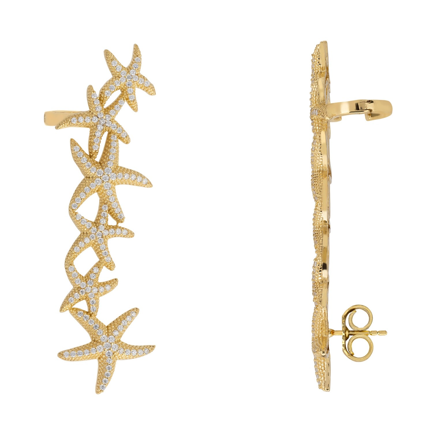 Latelita Women's Gold / White Starfish Ear-climber Gold Right Ear