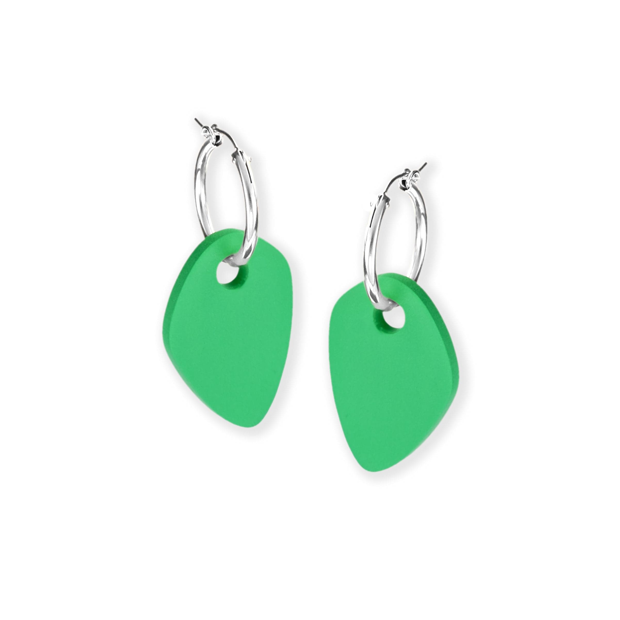 By Chavelli Women's Modern Art Drop Charm Hoop Earrings In Green
