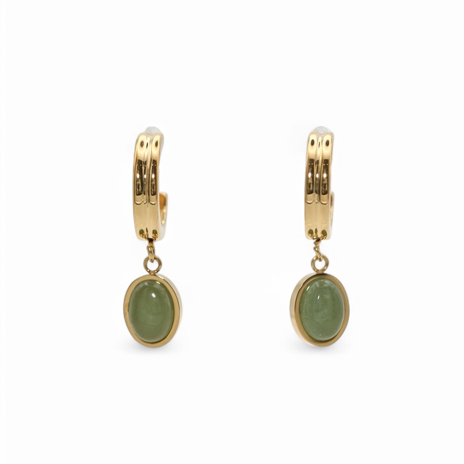 Miss Cecilia Women's Gold / Green Emerald Small Hoop Earrings