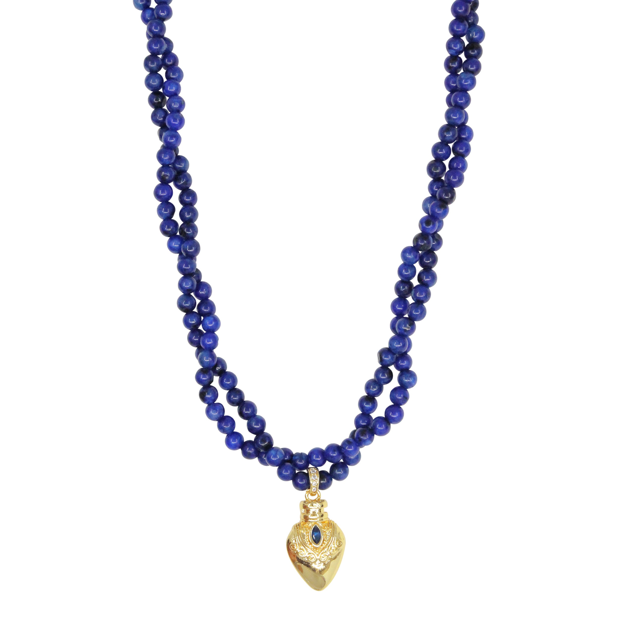 Ninemoo Women's Classical Blue Bead Ode Necklace