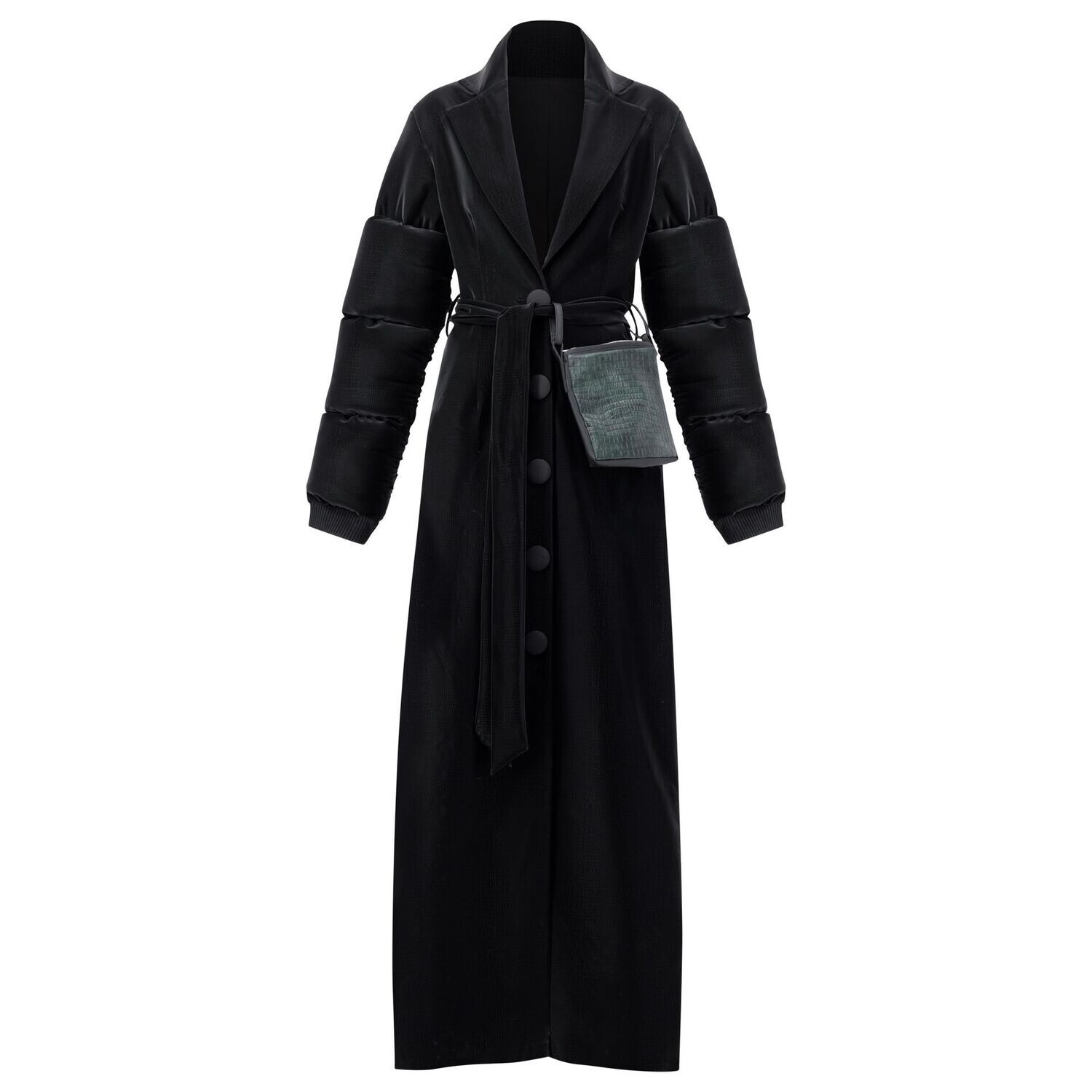 Women’s Black Crocodile Trench Coat Xxs ch