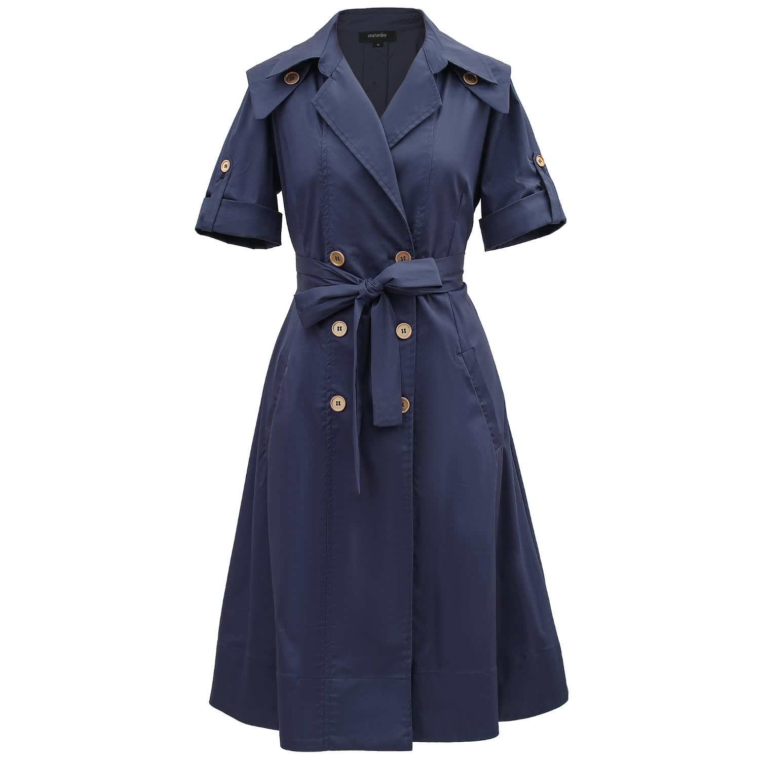 Cotton Trench Coat Dress - Blue | Smart and Joy | Wolf & Badger