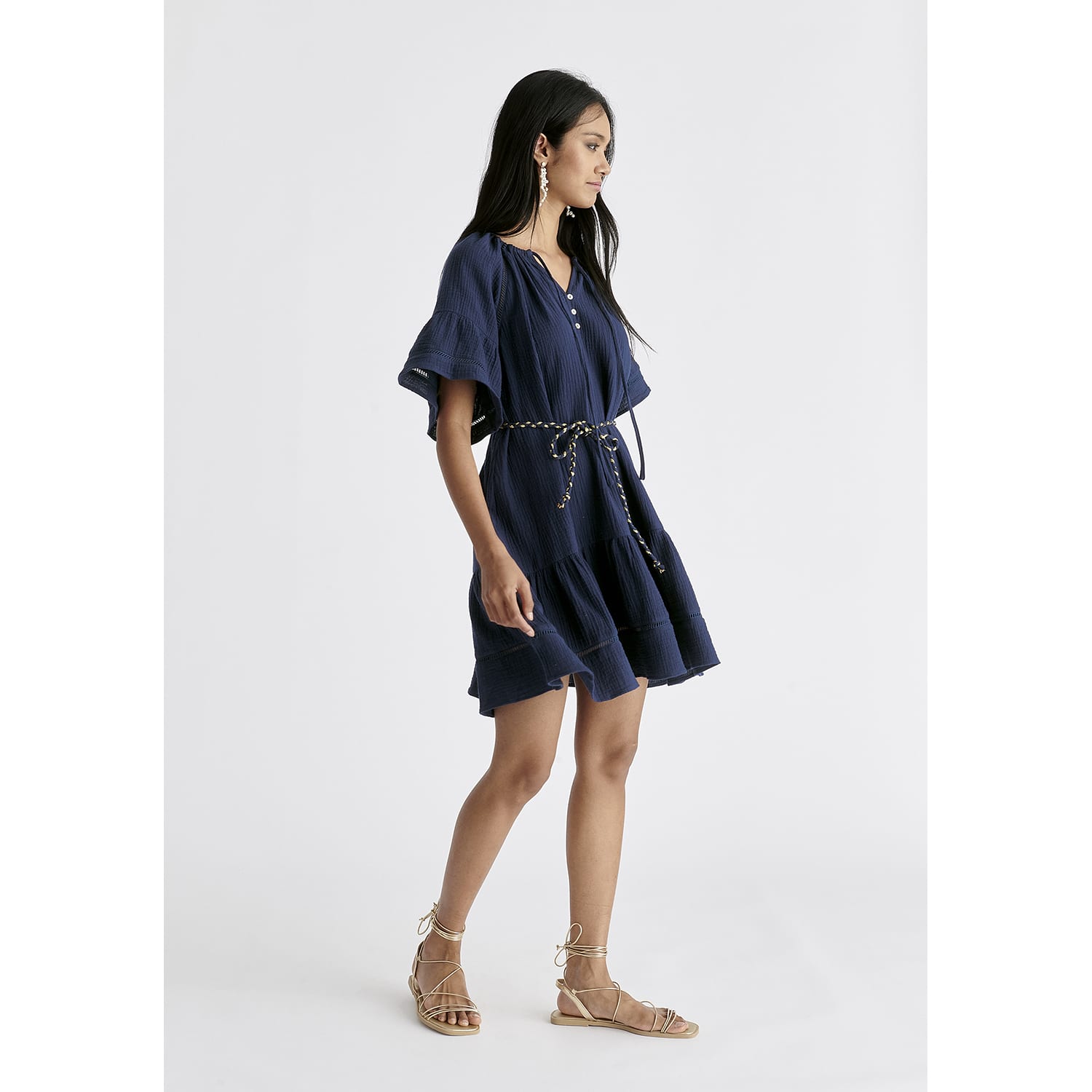 Paisie Cheesecloth Swing Dress - Blue